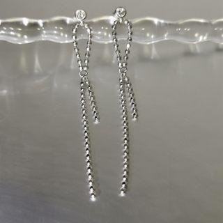 Rhinestone Fringe Earring 1 Pc - Silver - One Size