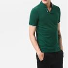 Short-sleeve Stand Collar Lettering Print Polo Shirt