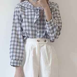 Plaid Shirt / Cropped Wide-leg Pants