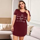 Plus Size Short Sleeve Lettering T-shirt Dress