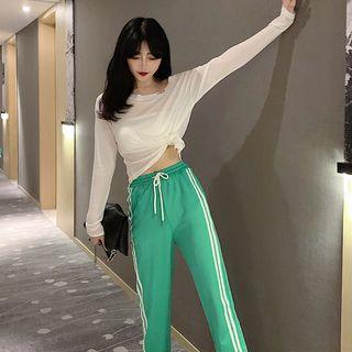 Striped Side Sweatpants / Long-sleeve T-shirt
