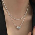 Pendant Layered Sterling Silver Necklace D630 - 1 Pc - Silver - One Size