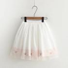 Elasticized Embroidered Mini Skirt