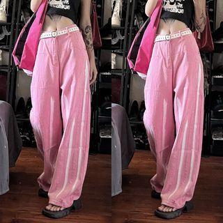 Mid-rise Spatter Paint Wide-leg Jeans