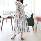 Striped Tiered Long Empire Dress