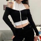 Mock Two-piece Cutout Zipped Jacket
