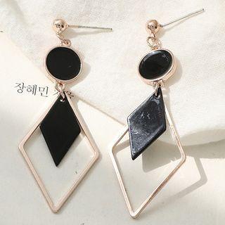 Rhombus Alloy Dangle Earring 1 Pair - Black - One Size