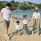 Family Matching Set: Short-sleeve T-shirt + Drawstring Shorts/ Wide-leg Pants