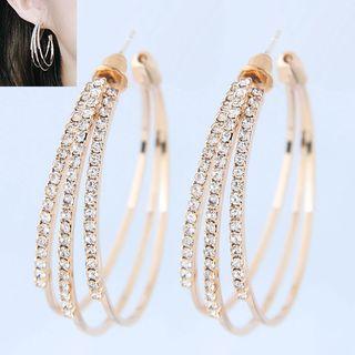 Alloy Rhinestone Layered Open Hoop Earring