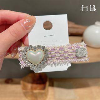 Rhinestone Heart Hair Clip White - One Size
