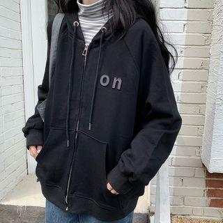 Long-sleeve Patched Zip-up Hoodie