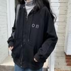 Long-sleeve Patched Zip-up Hoodie