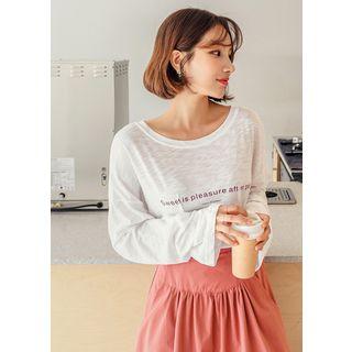 Plus Size Text Print Loose-fit T-shirt