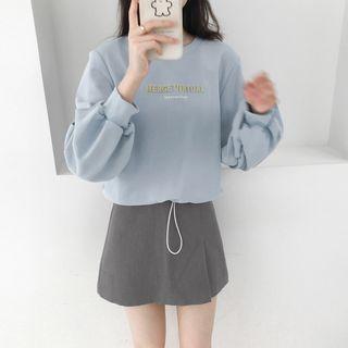 Drawstring Ruched Lettering Pullover