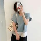 Color-block Linen T-shirt Dress