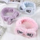 Embroidered Lettering Bow Face Wash Headband
