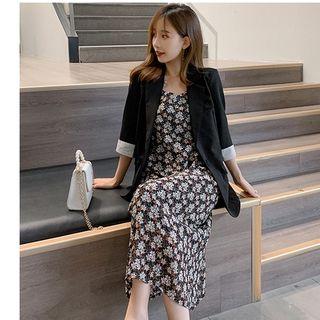 3/4-sleeve Blazer / Strappy Midi Dress