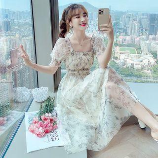 Off-shoulder Ruffled Floral A-line Dress