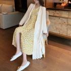 Plain Blazer / Floral Slim-fit Dress