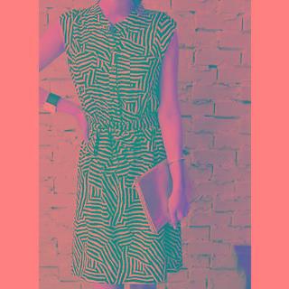 Cap-sleeve Patterned Mini Shirtdress