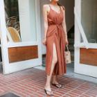 Spaghetti-strap Wrapped Wide-leg Jumpsuit