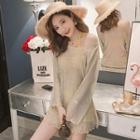 Set: Drawstring Ruffled Bikini + Glitter Cover-up Top