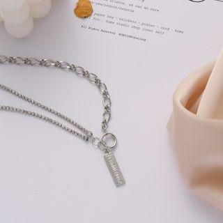 Bar Pendant Necklace Lettering - One Size