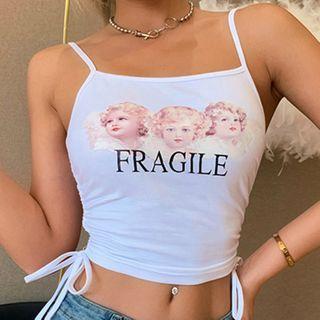 Angel Print Drawstring Camisole Top