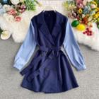 Double-breasted Tie Waist Long-sleeve Dress