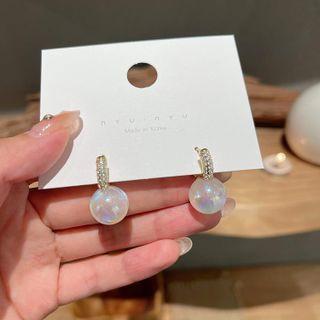 Rhinestone Faux Pearl Hoop Earring 1 Pair - White - One Size