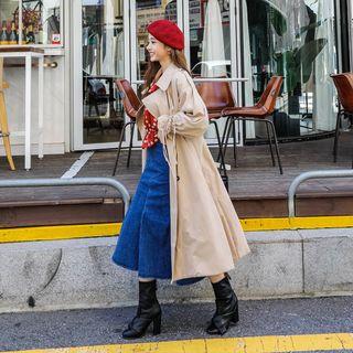 Tie-sleeve Double-breasted Trench Coat With Sash