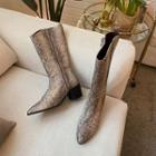 Block-heel Python Long Boots
