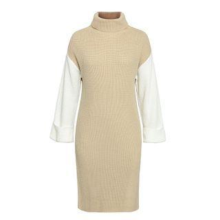 Turtleneck Color Block Knitted Dress