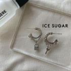 Lock & Key Alloy Asymmetrical Dangle Earring 1 Pair - 925 Silver Stud Earrings - Silver - One Size