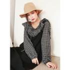 Frill-collared Long-sleeve Check Blouse