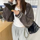 Long-sleeve V-neck Plain T-shirt / Cropped Cardigan (various Designs)