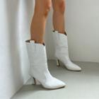Pointy Flared-heel Mid-calf Boots