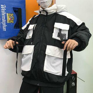 Utility Hooded Padded Jacket Black & White - One Size