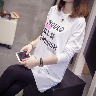 Long-sleeve Oversized Letter T-shirt