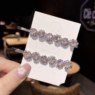 Set Of 2 / 4: Rhinestone Alloy Hair Pin