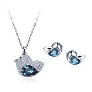 Set: Swarovski Elements Crystal Chick Necklace + Stud Earrings