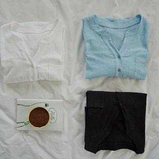 Half-placket Textured Shirt