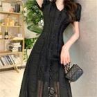 Lace Puff-sleeve A-line Dress
