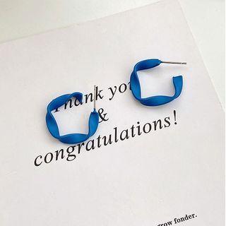 Twisted Alloy Open Hoop Earring 1 Pair - Blue - One Size