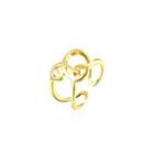 Simple Creative Plated Gold Geometric Line Adjustable Split Ring Golden - One Size