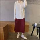 Plain Shirt / Midi Accordion Pleat Skirt