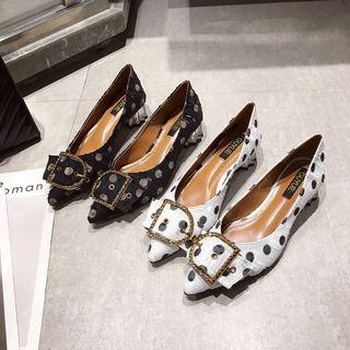 Chunky Heel Dotted Pointed Pumps