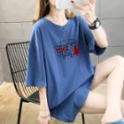 Short-sleeve Christmas Tree Print Tunic T-shirt
