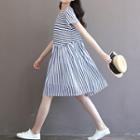Stripe Chiffon Short-sleeve Dress