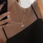 Heart Pendant Alloy Necklace Xl1352 - Silver - One Size